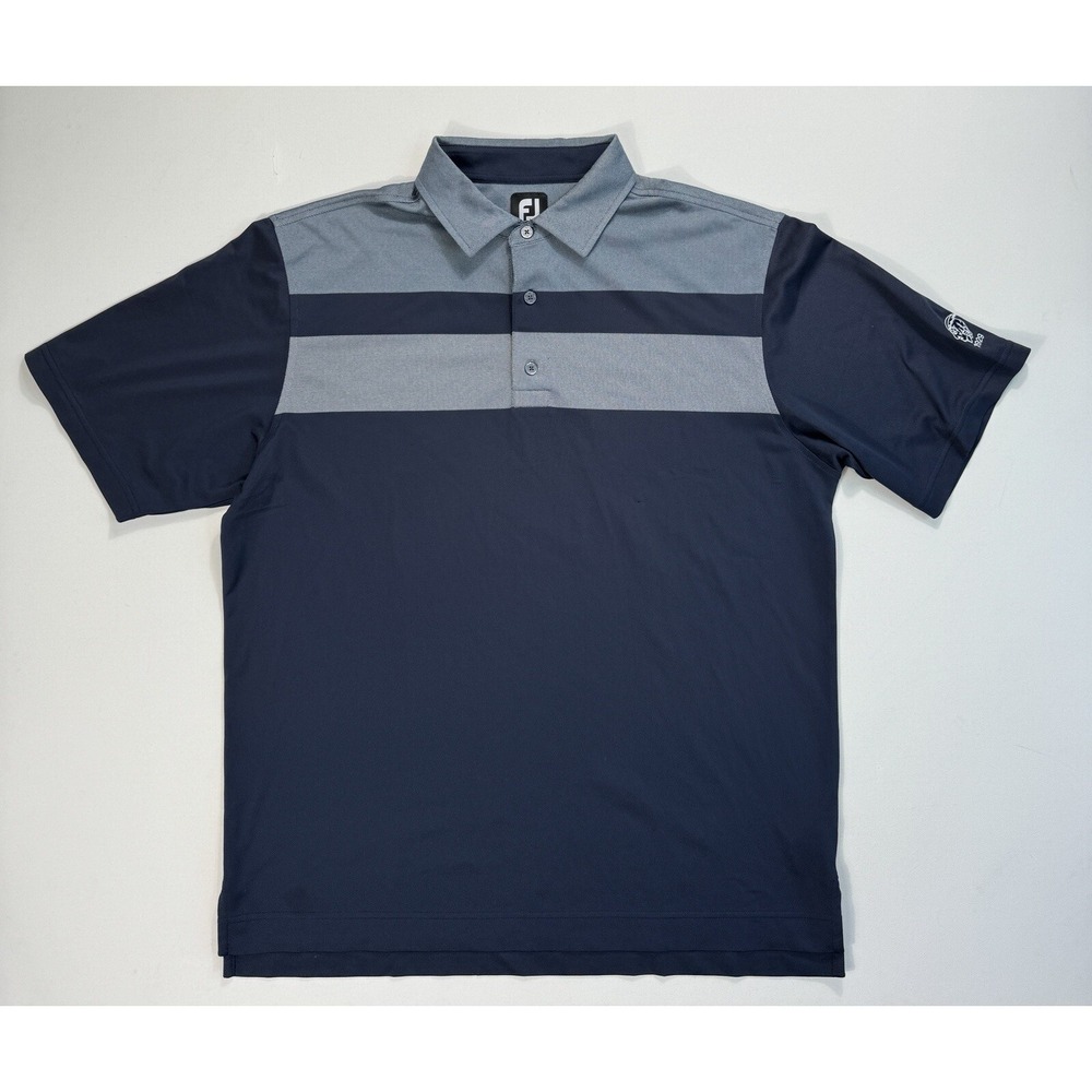 Footjoy Men's Large Polo Shirt Performance Lightweight Golf Black Grey Wicking